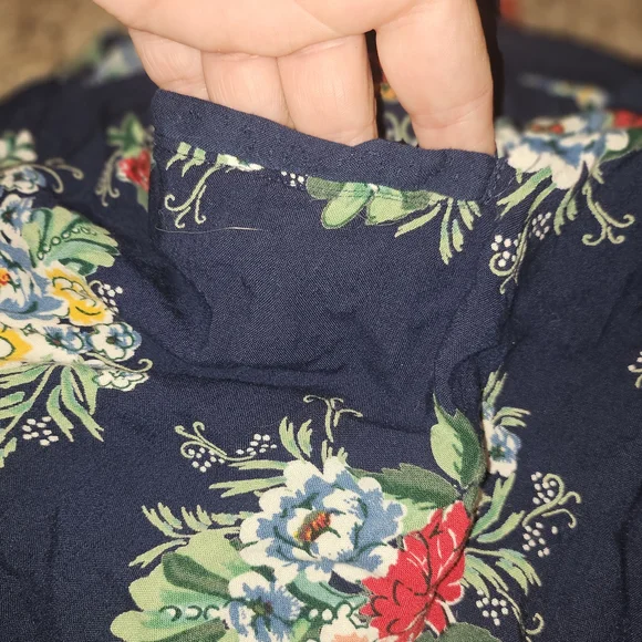 Angie Navy Floral Paperbag Waist Women's Shorts - Picture 7 of 11